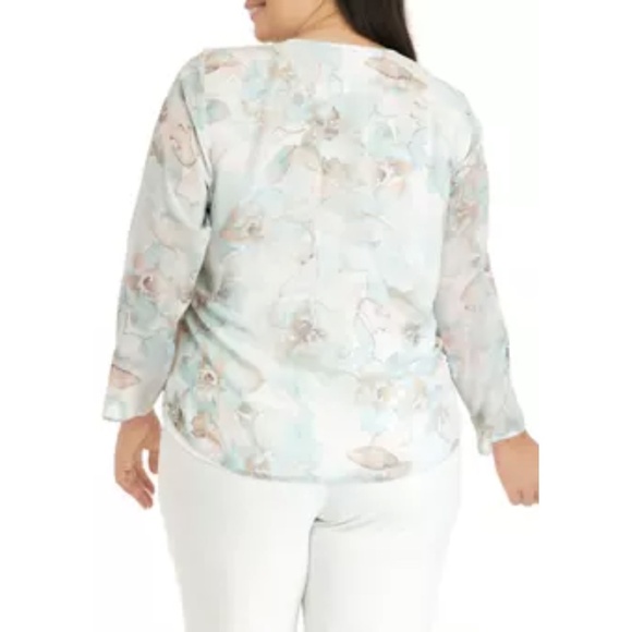 NWT Calvin Klein Plus Size Double V Chiffon Blouse Sz. 2X - Picture 2 of 2